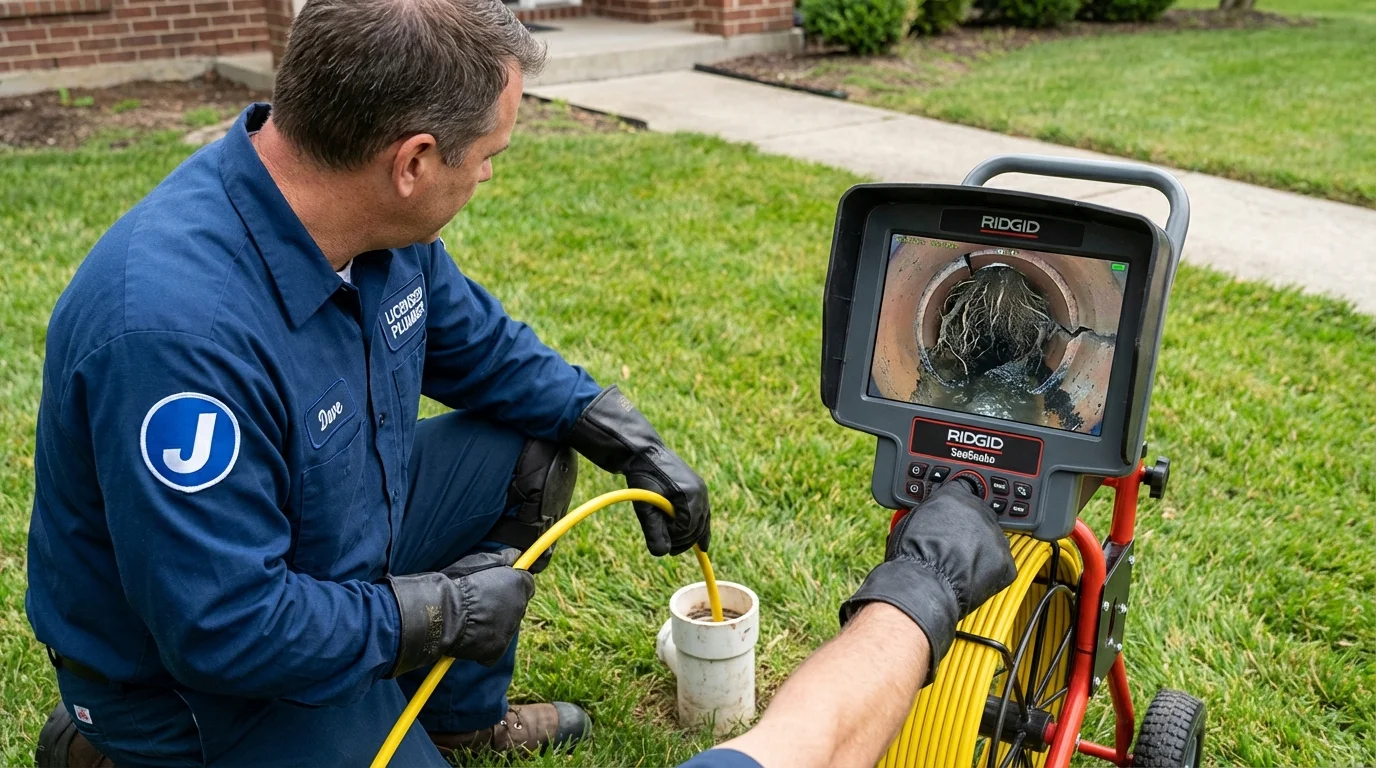 Sewer camera inspection being performed by Johns Plumbing LLC in Jaffrey